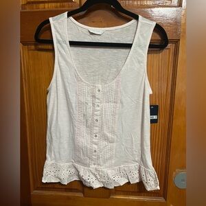 Lucky Brand Light Pink Tank Top with Eyelet Hem